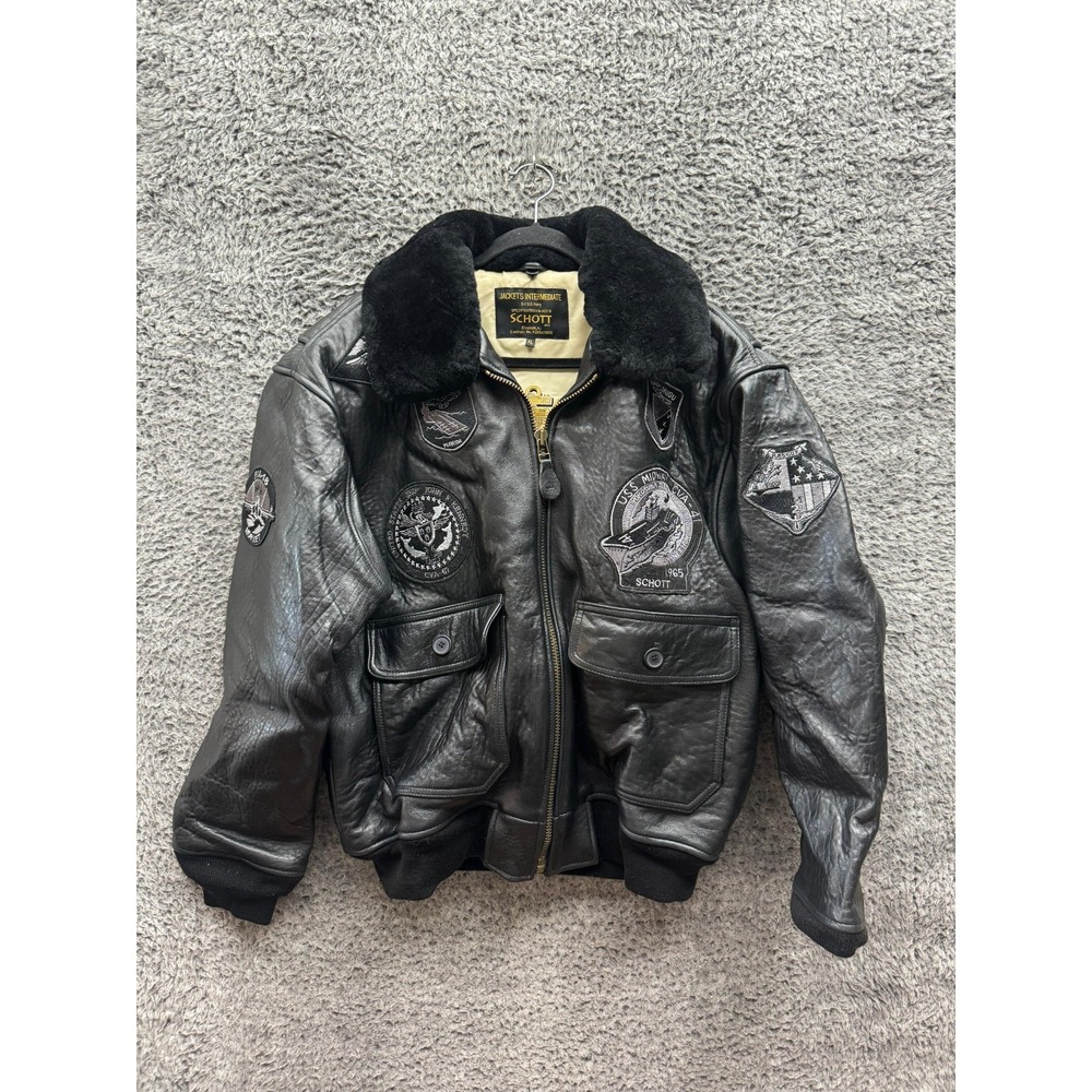 Schott Nyc G-1 Wings of Gold Leather Aviator Jacket Black Legendary USA Mens XL